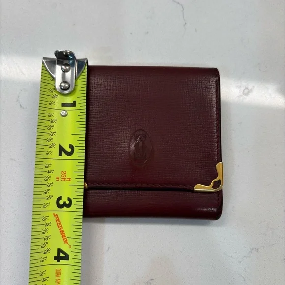 Cartier Burgundy Leather Money Pouch with Textured Pattern and Metallic Accents - Picture 5 of 6
